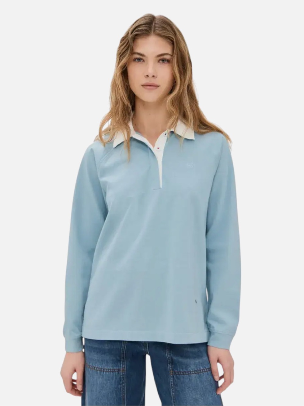 CLARE V. Le Rugby Shirt in Dusty Blue - Picture 4 of 9